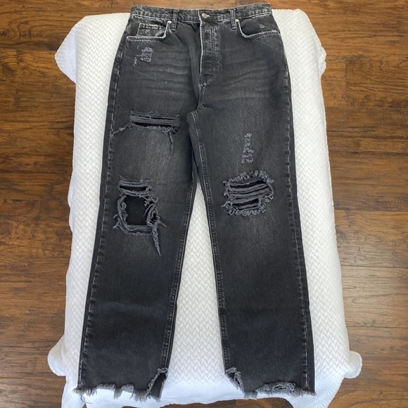 Free People We The Free Obsidian Distressed Tapered Baggy Boyfriend Jeans - Picture 3 of 17